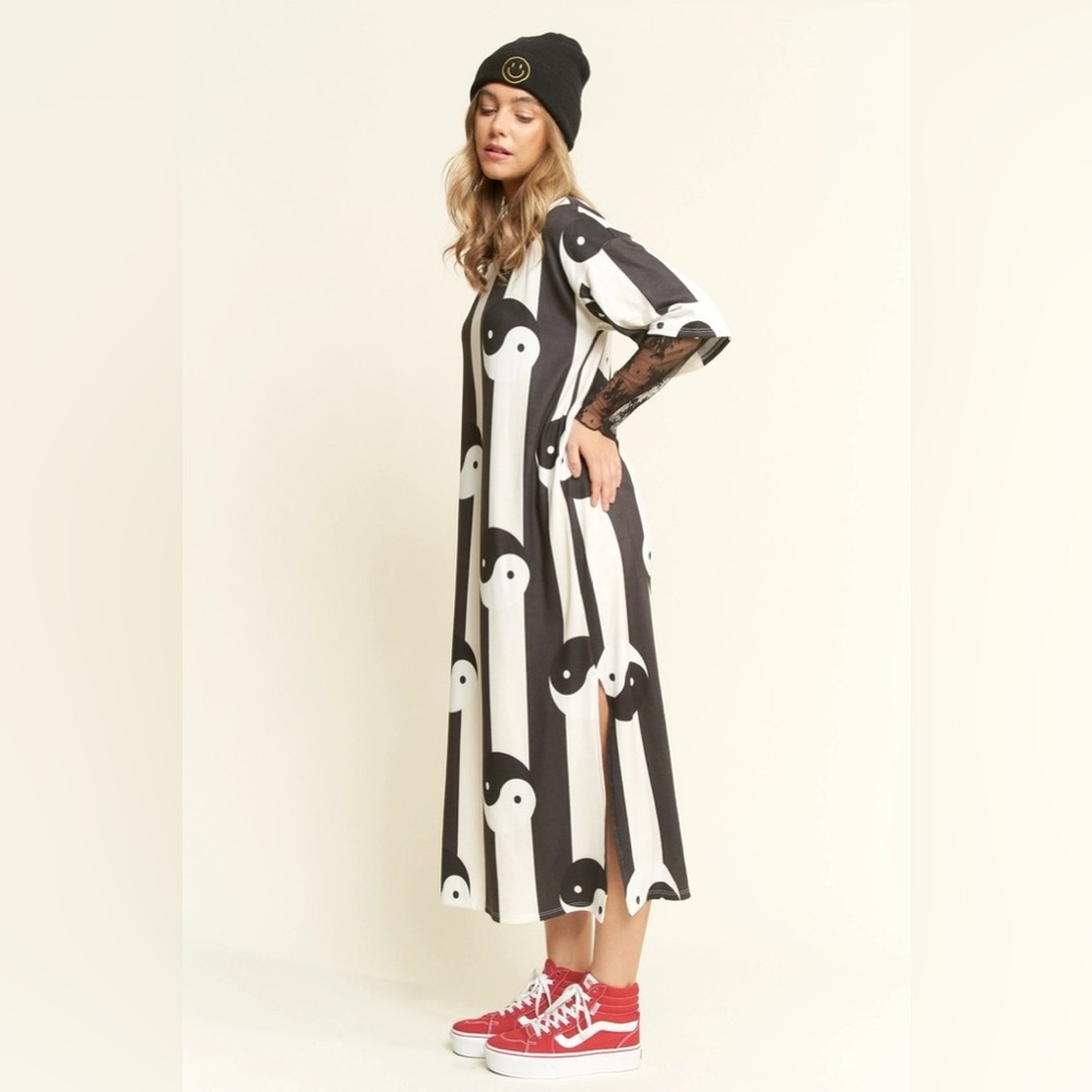 NWT JADE BY JANE YIN YANG STRIPED MIDI DRESS, VARIOUS SIZES - Picture 8 of 12